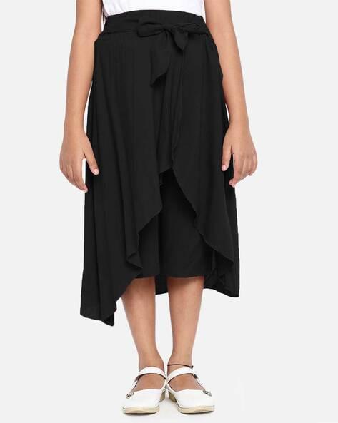 asymmetrical wrap skirt with tie-up