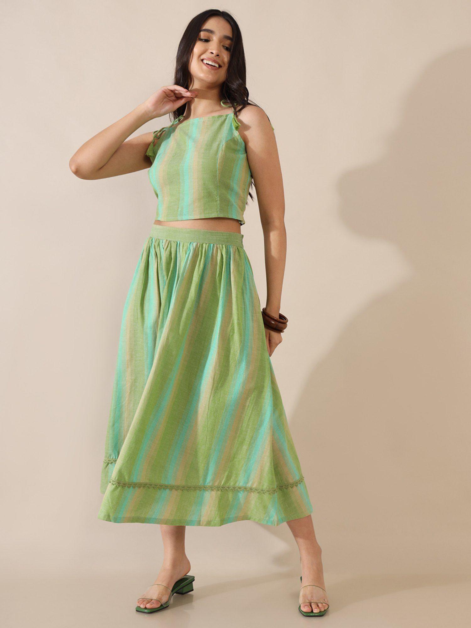 at ease green top and skirt (set of 2)