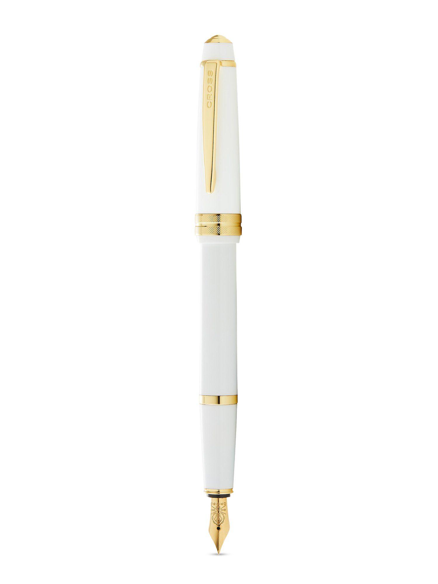 at0746-10mf bailey light white resin fountain pen with gold plate