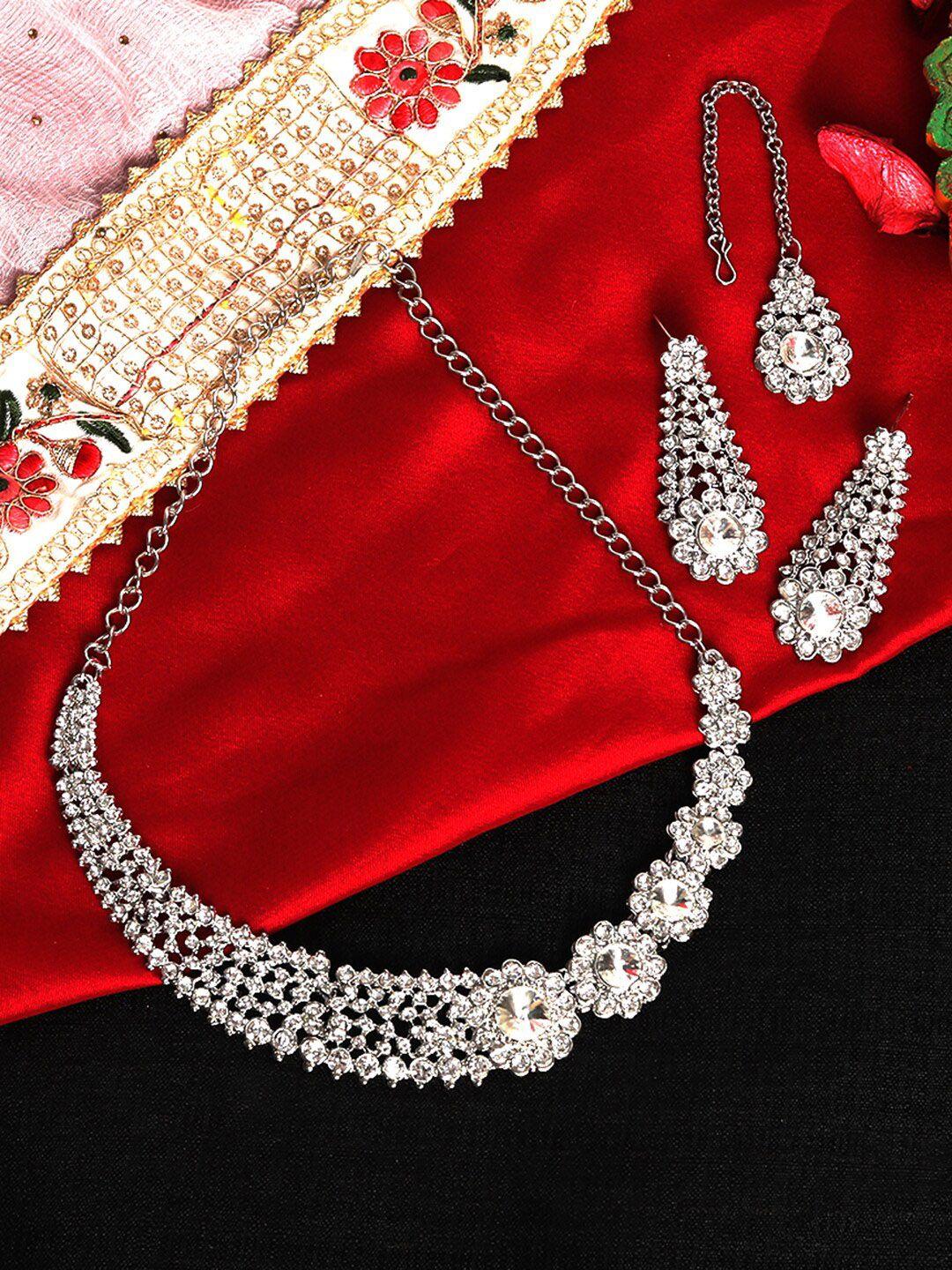 atasi international silver-plated crystal-studded jewellery set