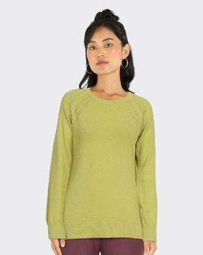 atease cotton knit top pointelle full sleeves