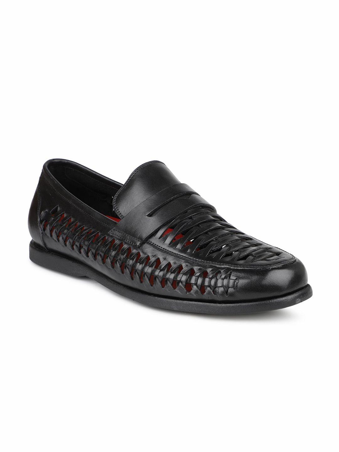 atesber men's black solid formal slip-on shoes