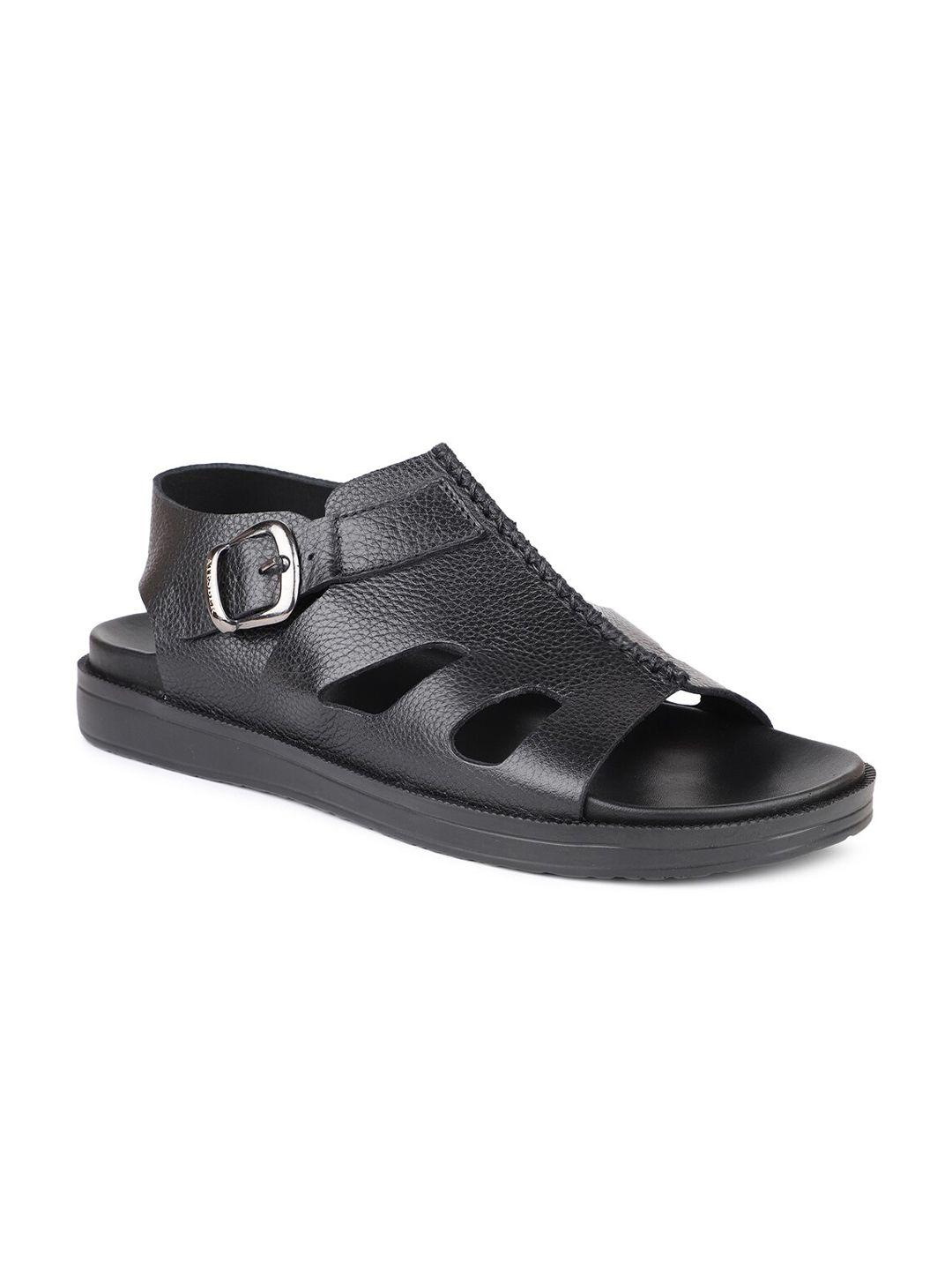 atesber men black leather comfort sandals