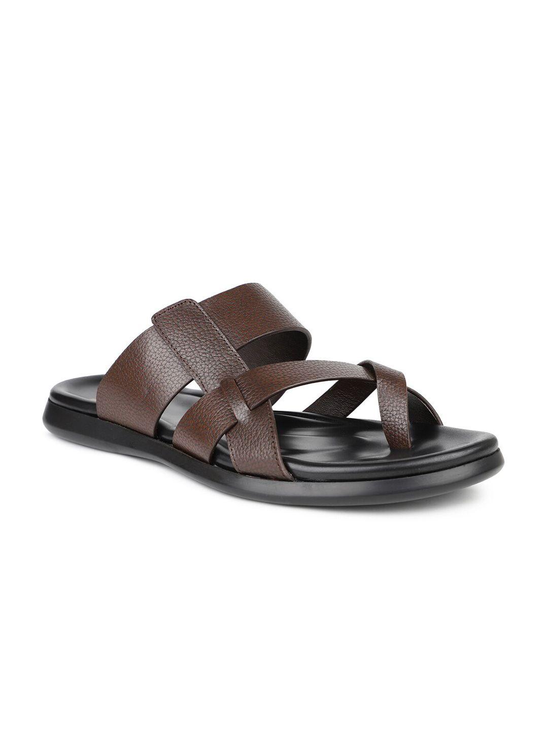atesber men brown leather comfort sandals