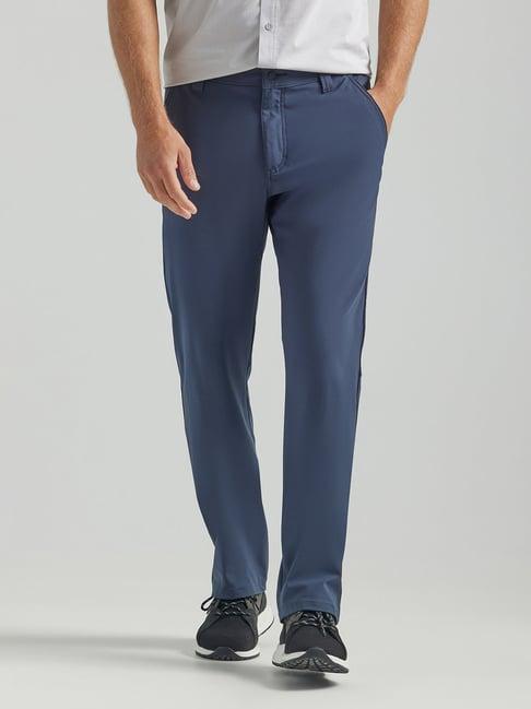 atg by wrangler blue straight fit flat front trousers