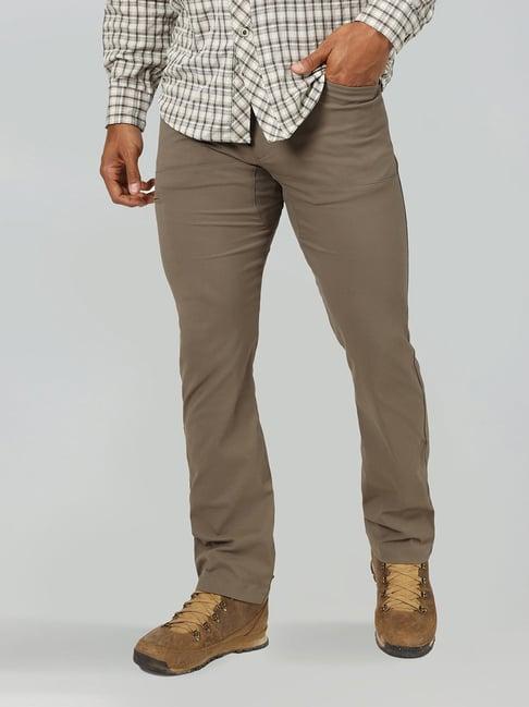 atg by wrangler brown regular fit flat front trousers