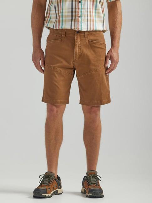 atg by wrangler brown regular fit shorts