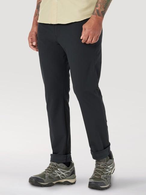 atg by wrangler jet black straight fit flat front trousers