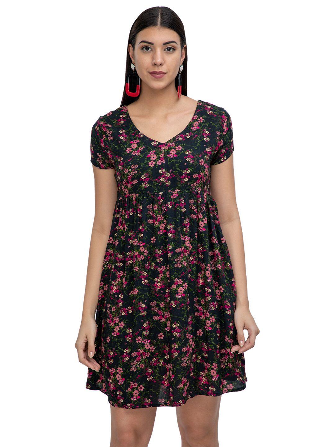athah black & red floral dress