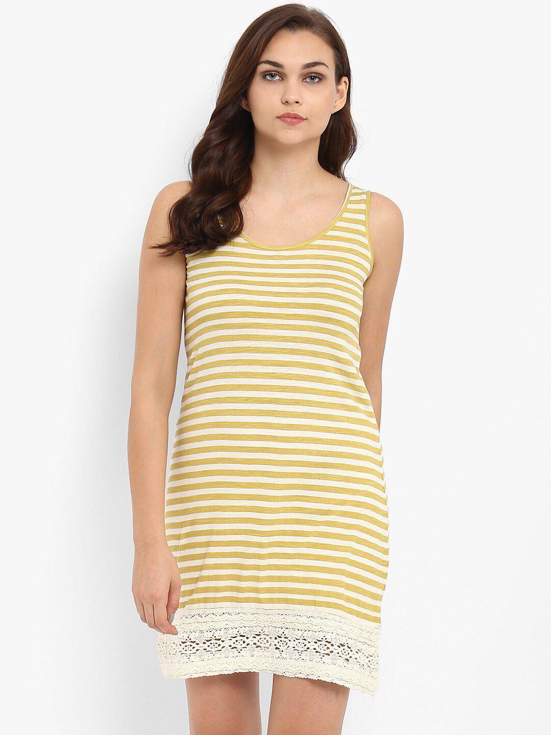 athah mustard yellow striped a-line dress