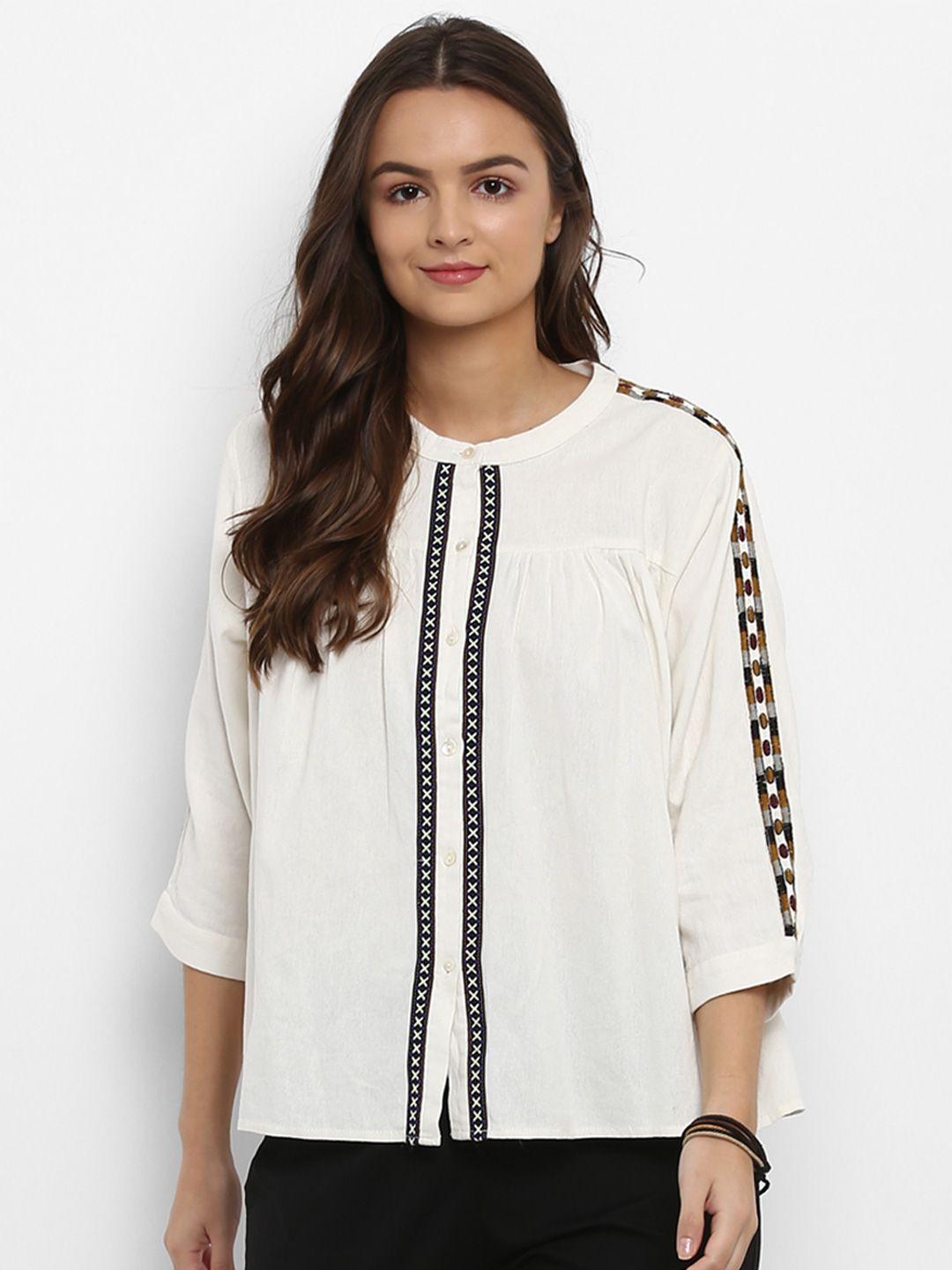 athah off white striped top