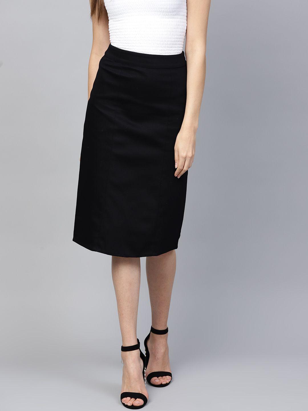 athena black pure cotton straight skirt