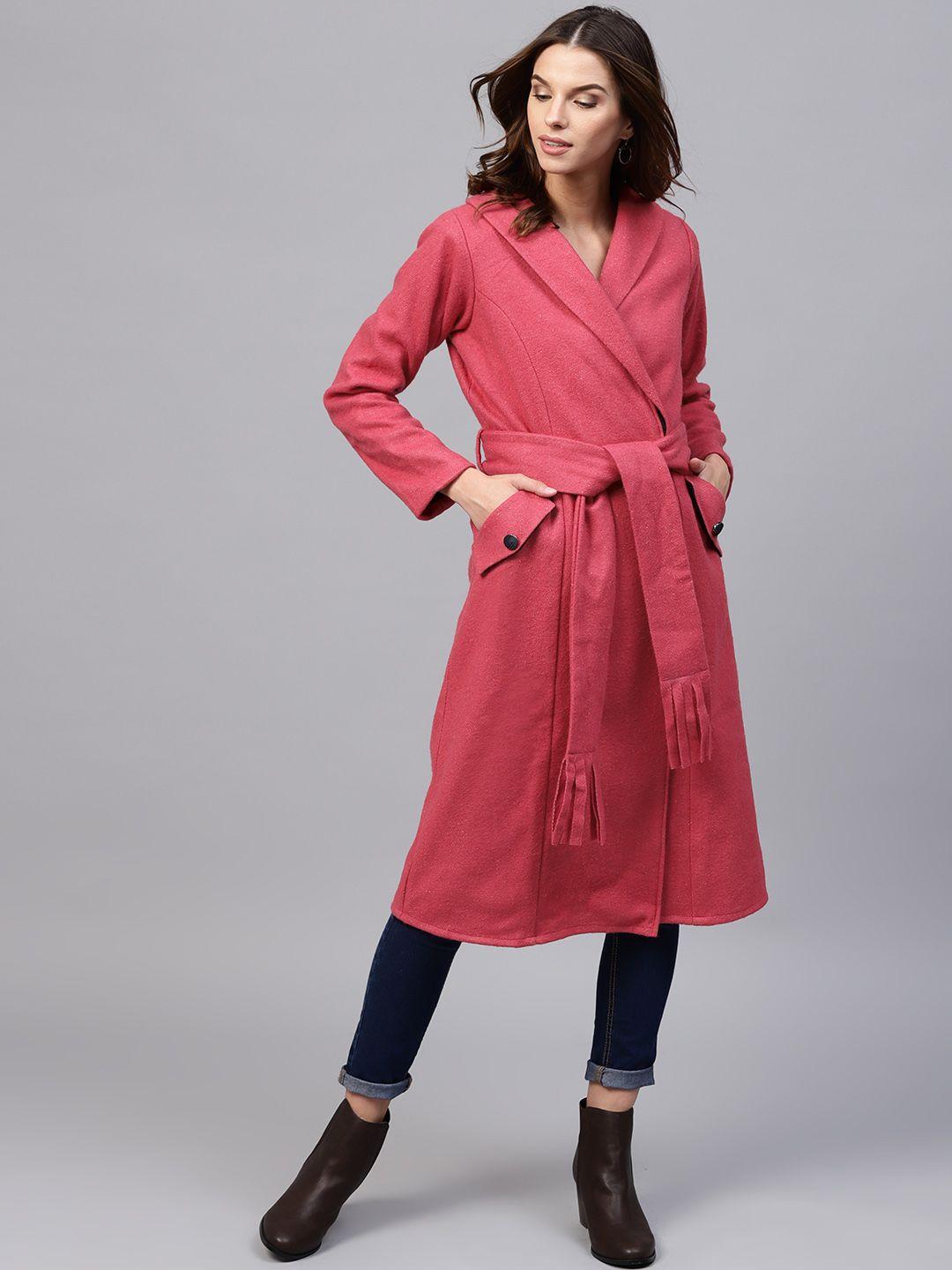 athena pink solid overcoat