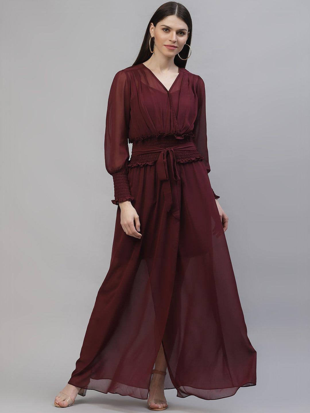athena women burgundy solid maxi dress