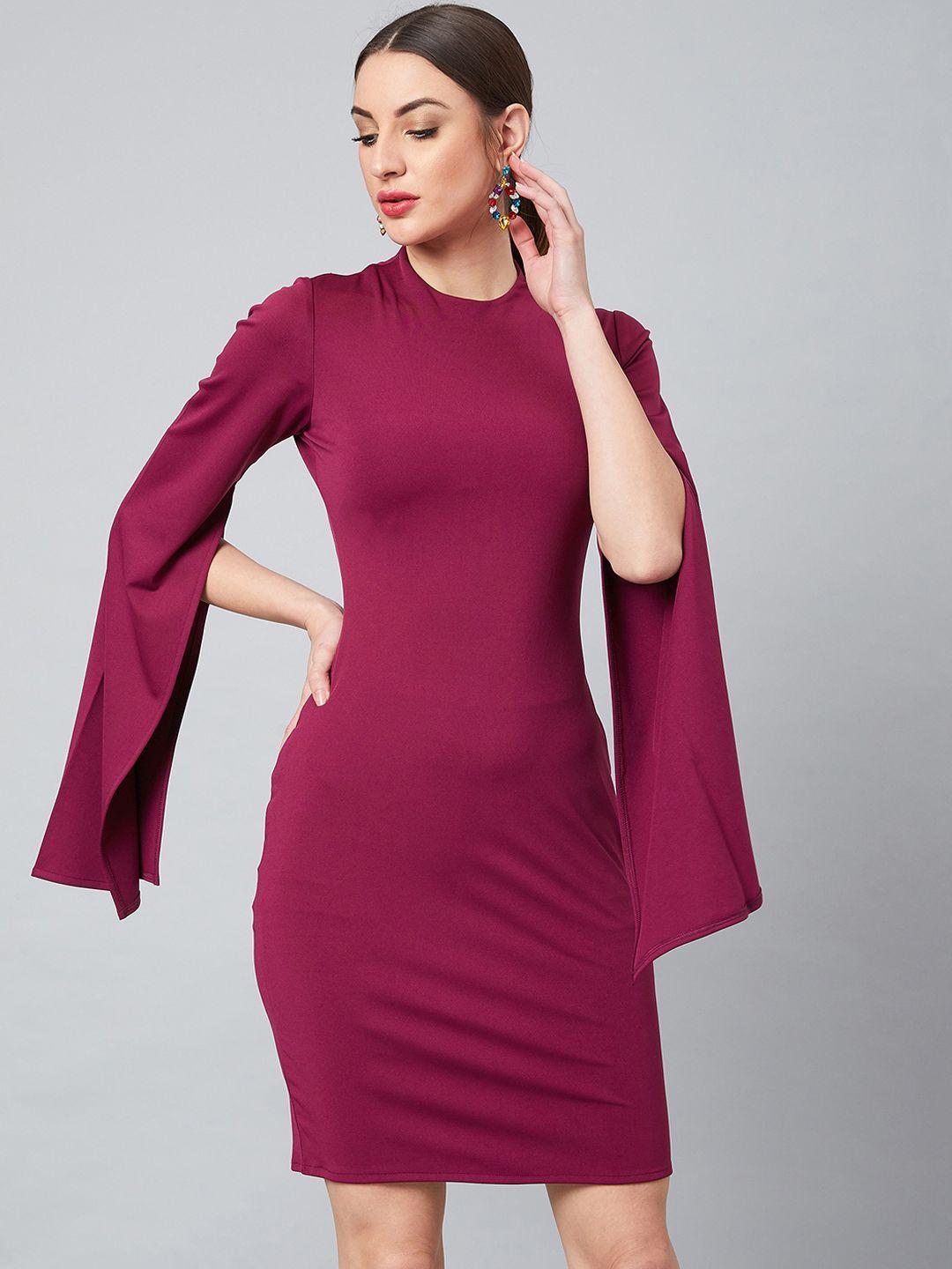 athena women purple solid sheath dress