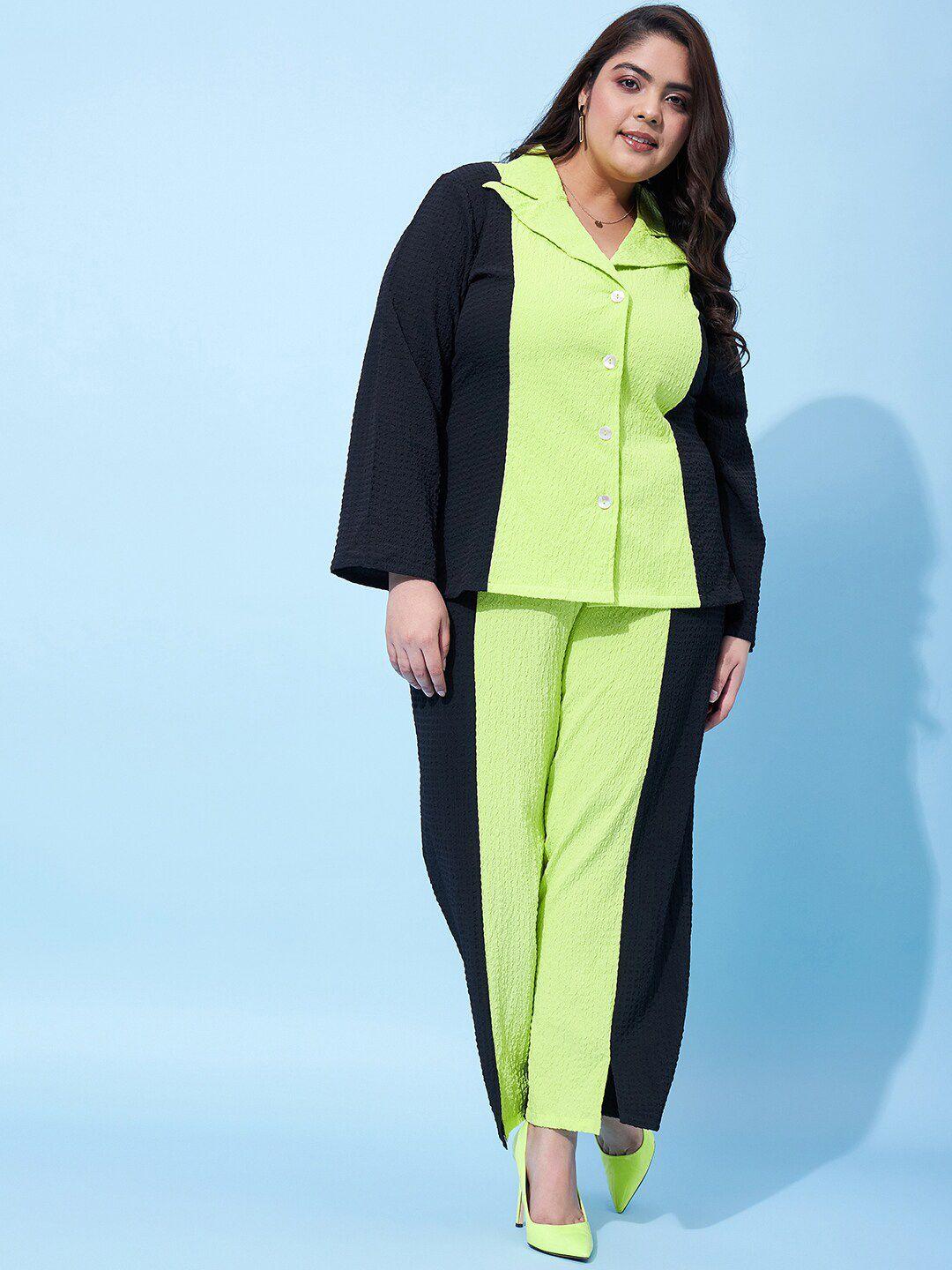 athena ample colourblocked shirt with trouser