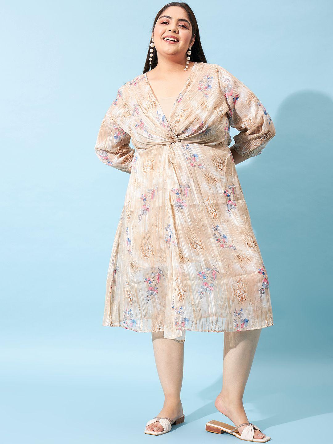 athena ample plus size floral printed fit & flare midi dress