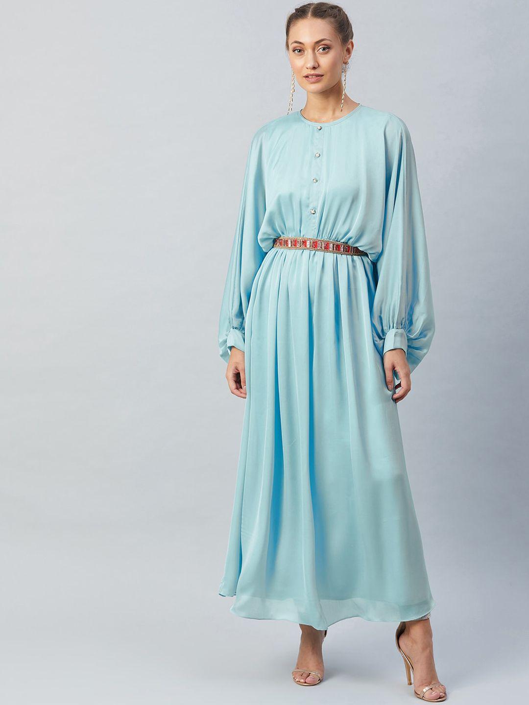 athena blue satin maxi dress