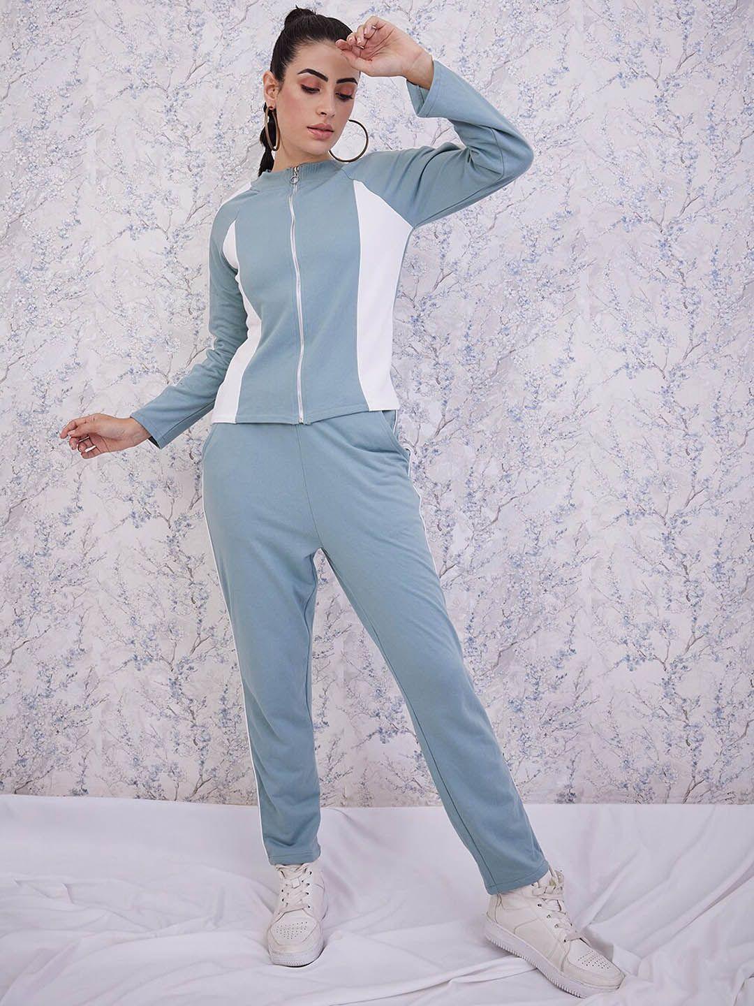 athena colourblocked high-neck sweatshirt with straight trouser tracksuits
