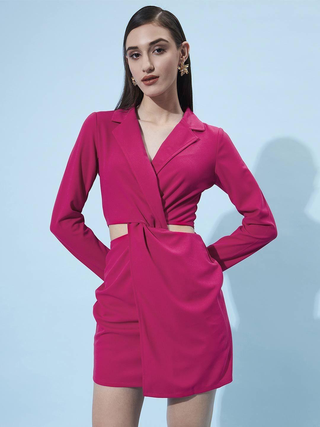 athena fuchsia shirt collar dress