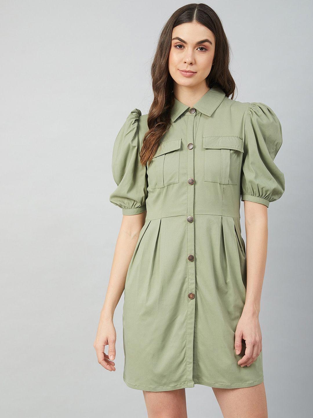 athena green shirt dress