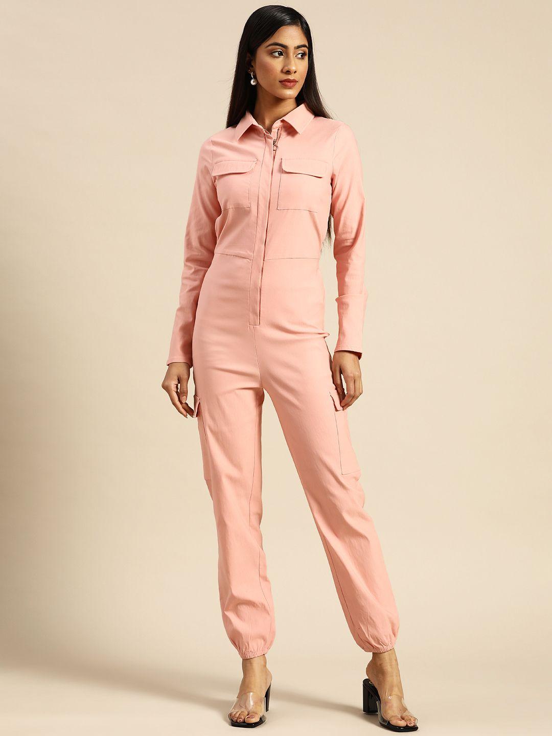 athena pink basic jumpsuit