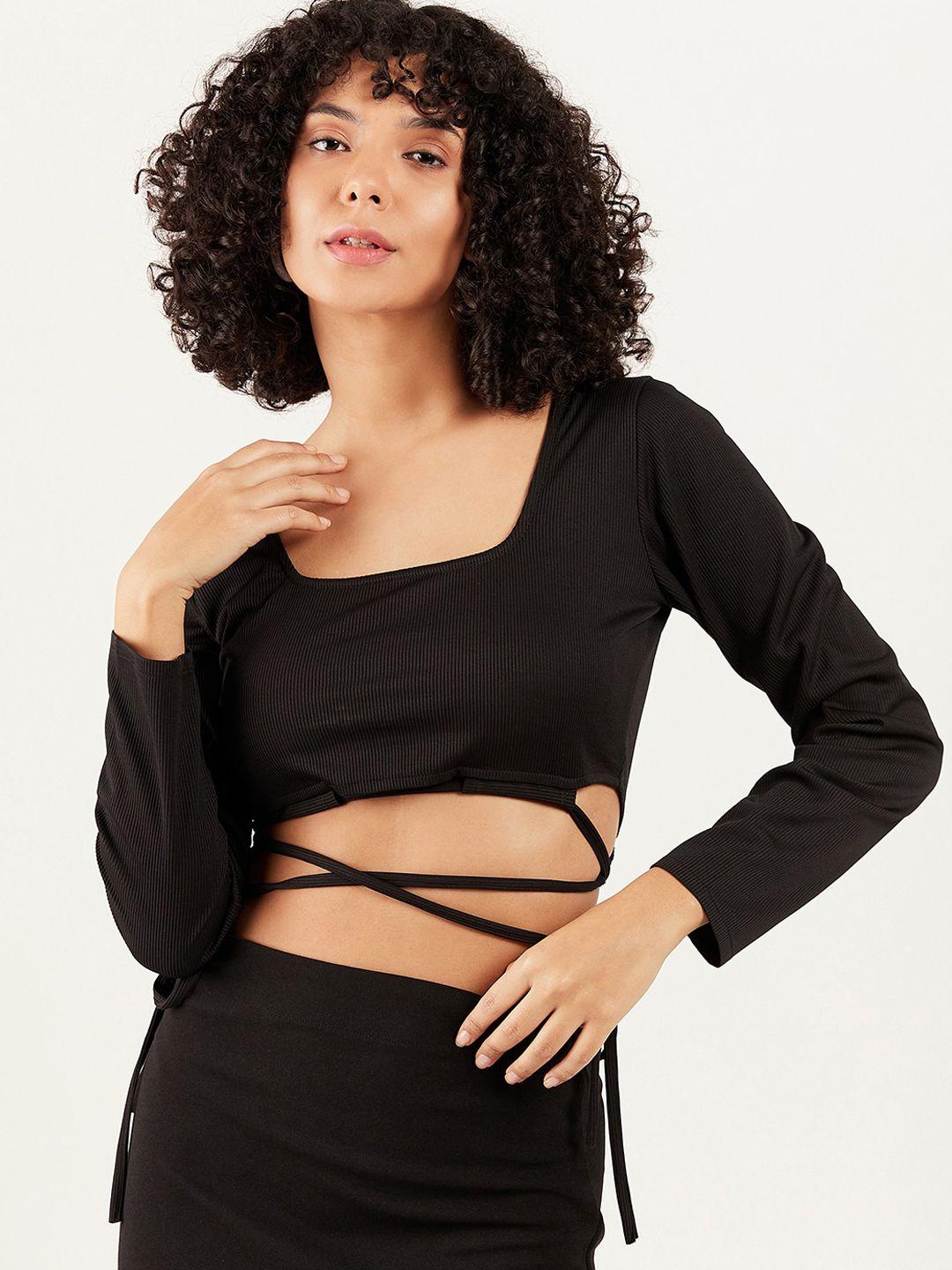 athena square neck crop top with side slit skirt