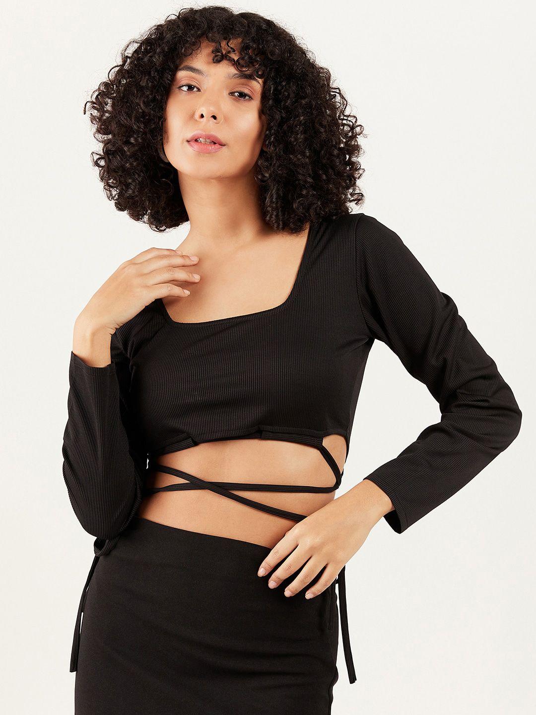 athena square neck ribbed fitted crop top