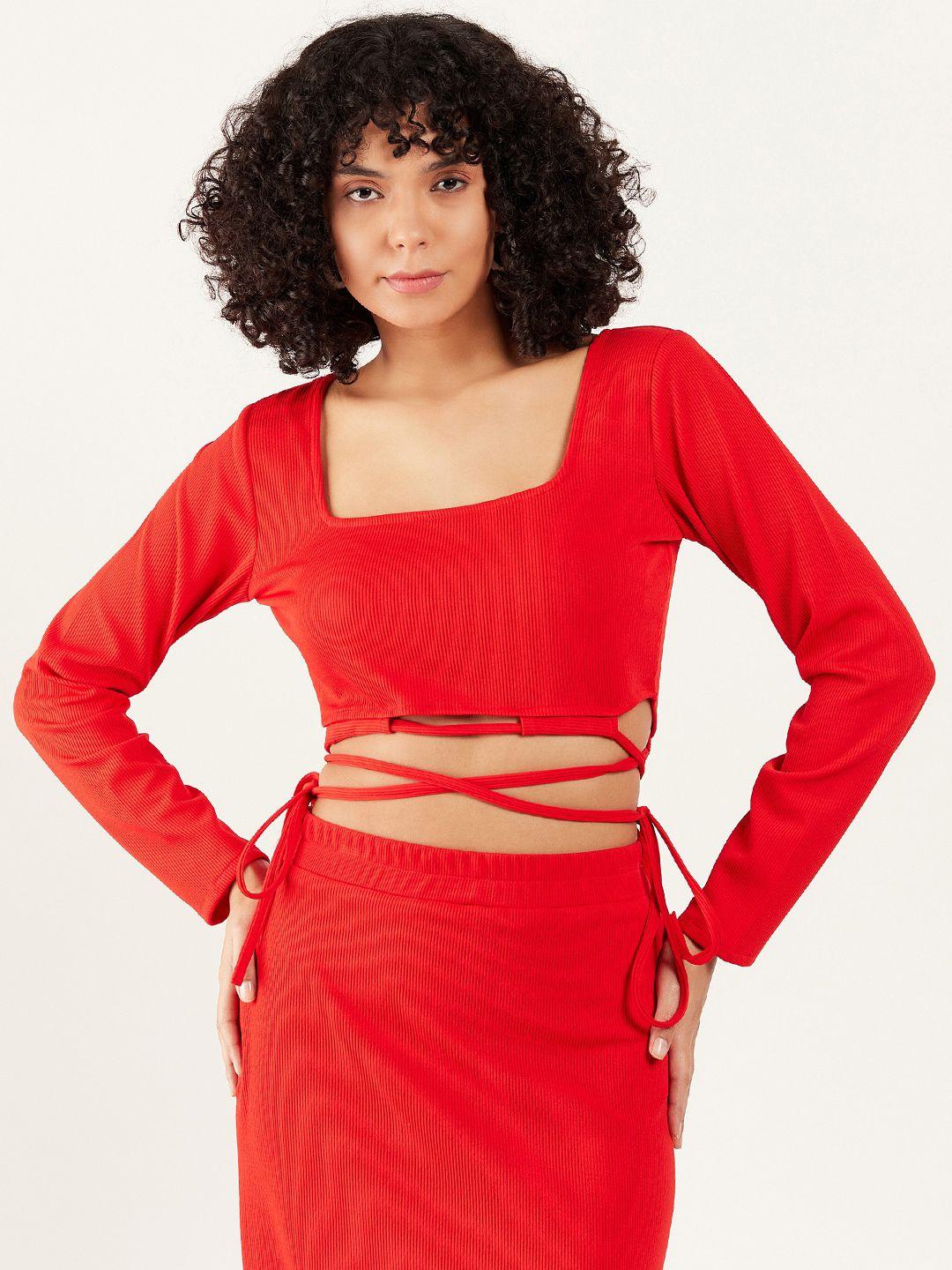 athena square neck tie up crop top with pencil  skirt