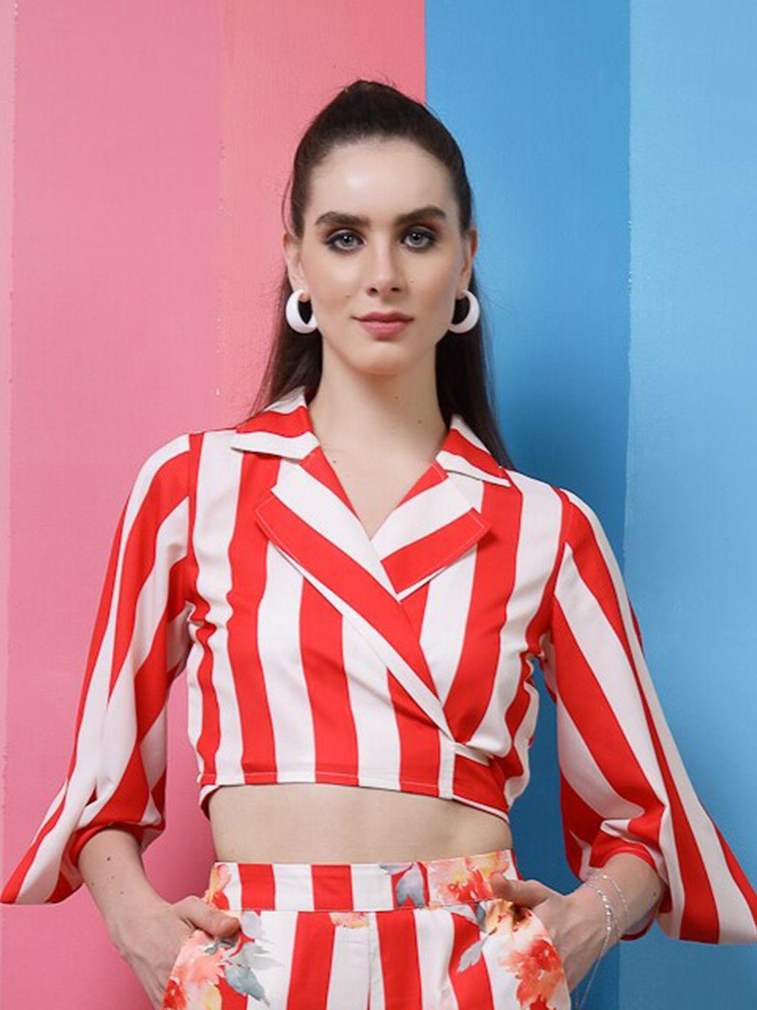 athena striped wrap crop top