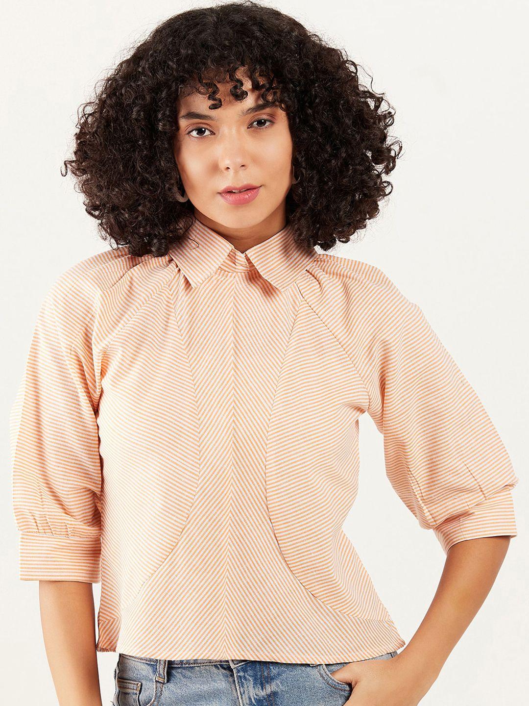 athena vertical striped shirt collar cotton shirt style top