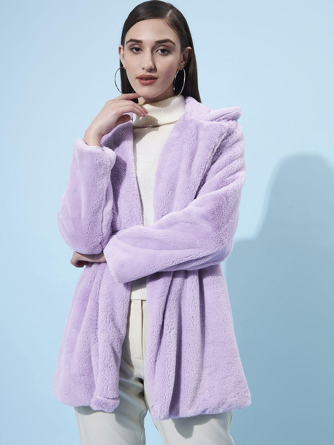 athena women  lavender-colored solid fur overcoat