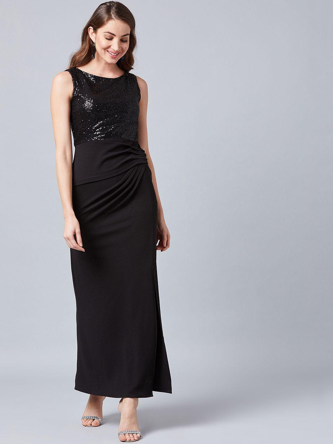 athena women black embellished maxi dress