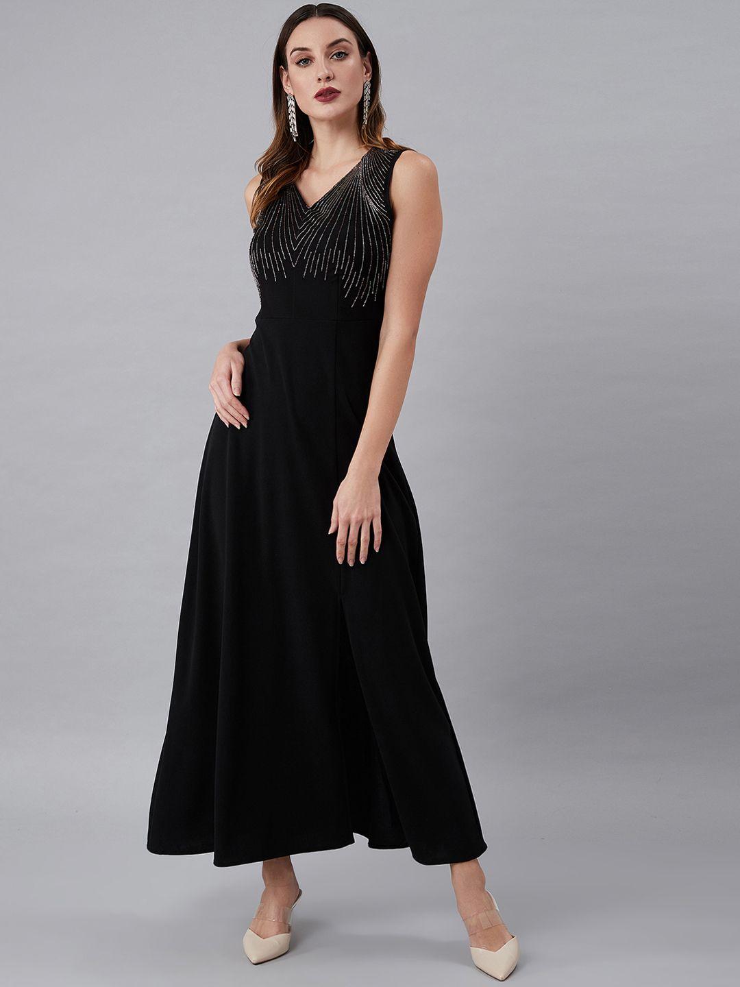 athena women black embellished maxi dress