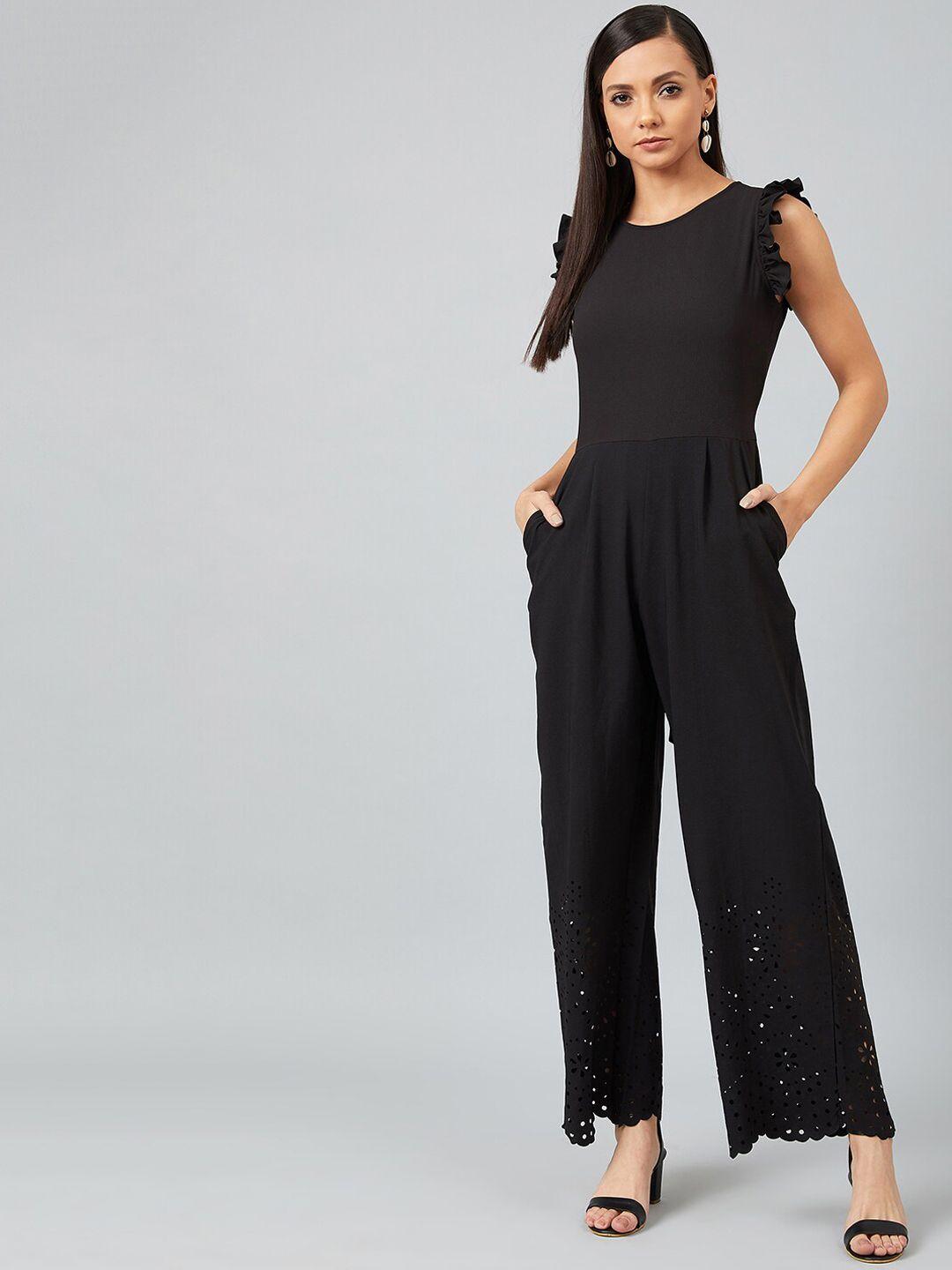 athena women black solid basic jumpsuit