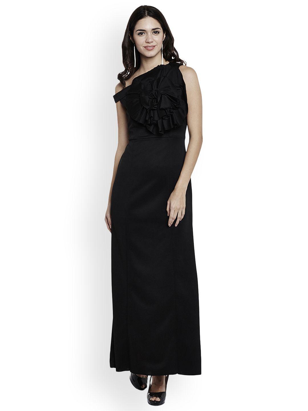 athena women black solid maxi dress