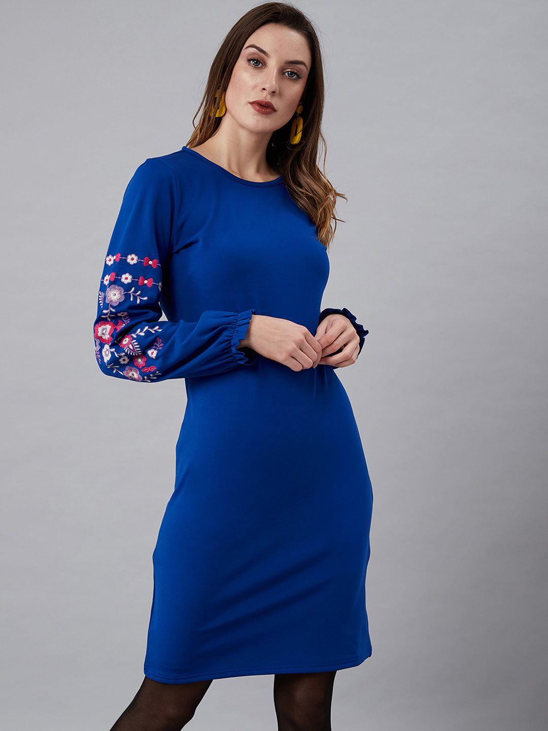 athena women blue printed sheath dress