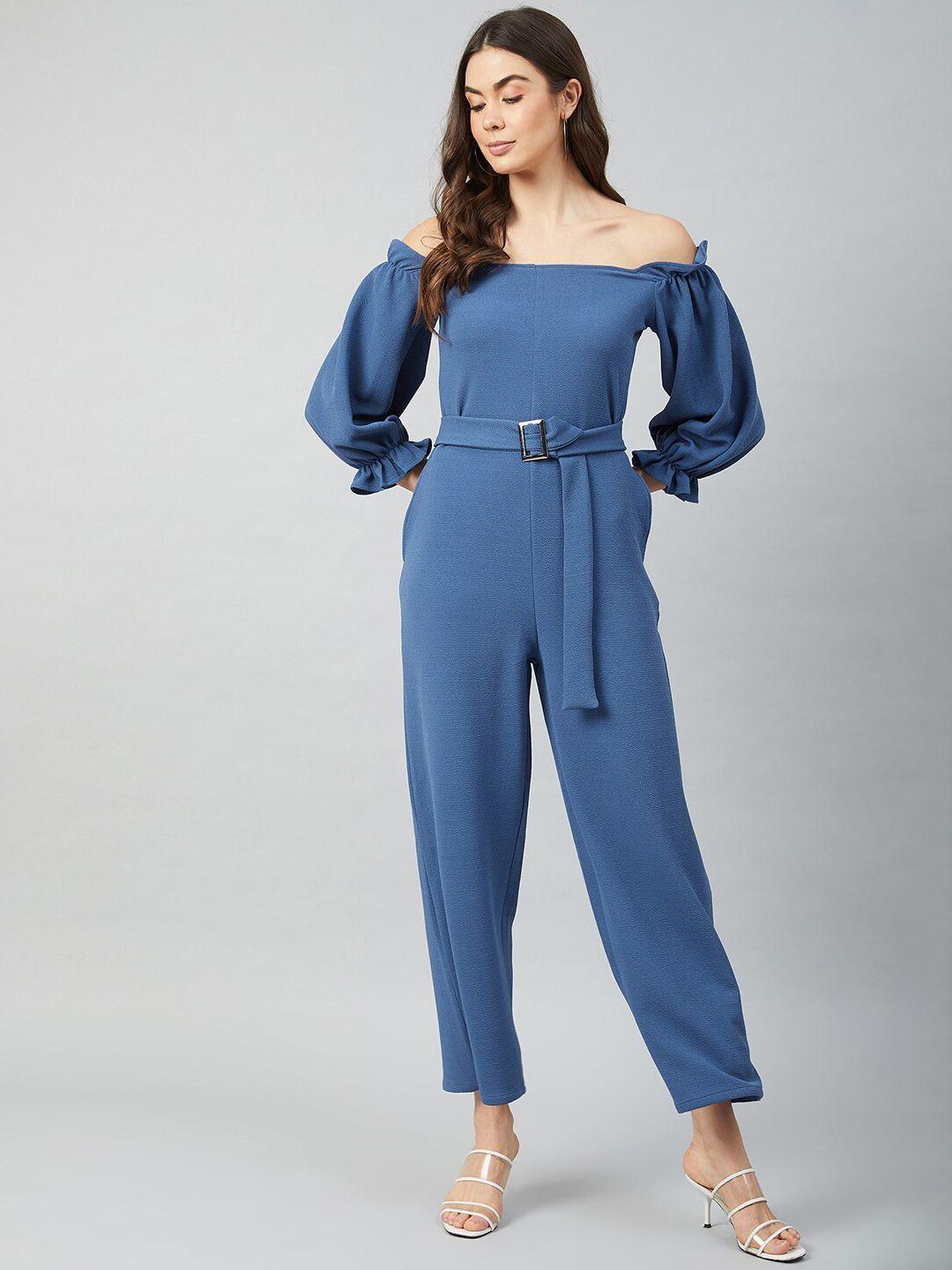 athena women blue solid jumpsuit