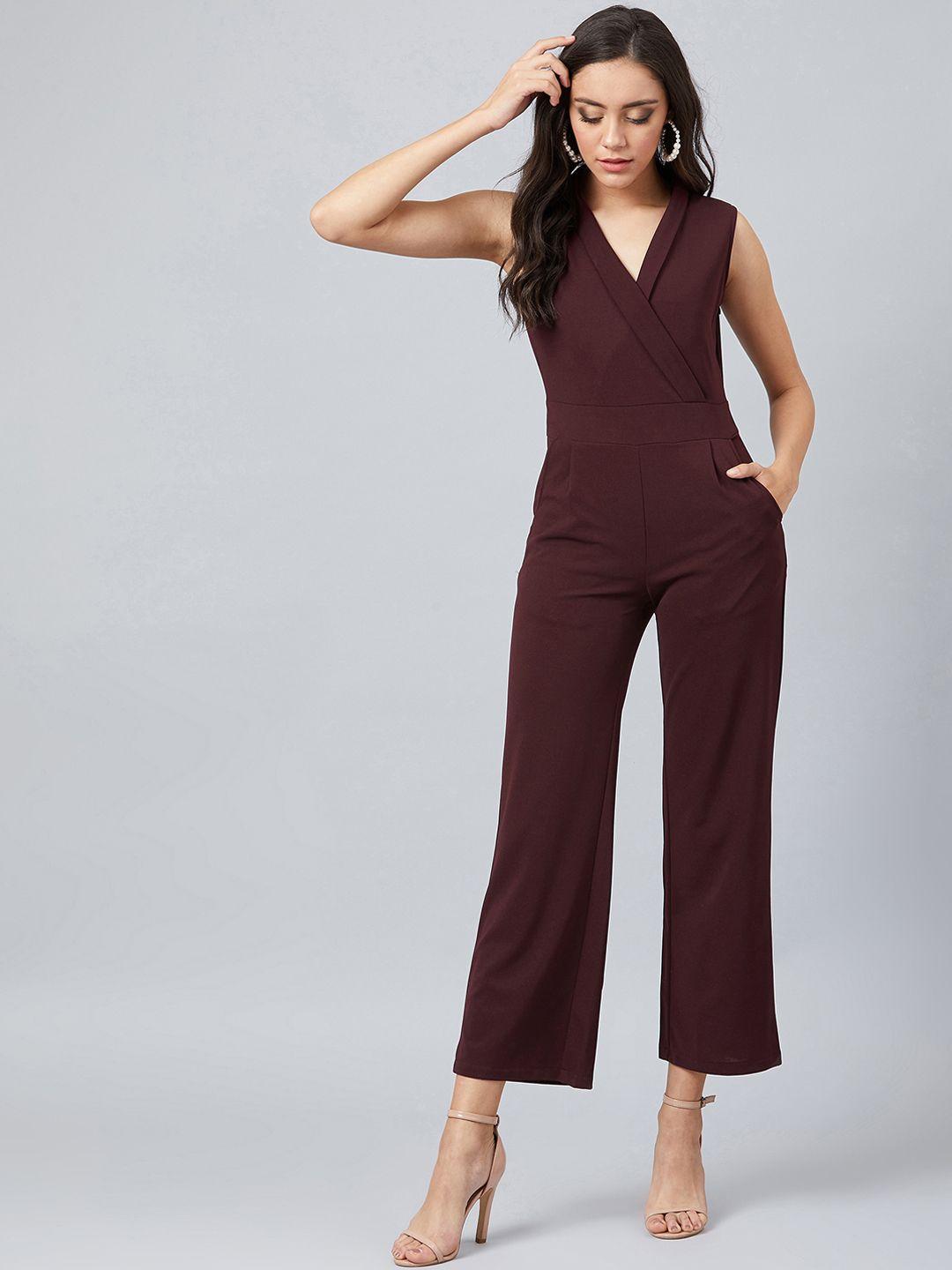 athena women brown solid basic jumpsuit