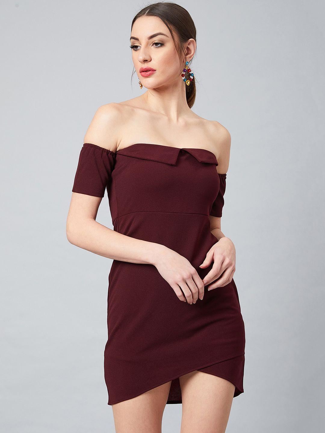 athena women burgundy solid sheath dress