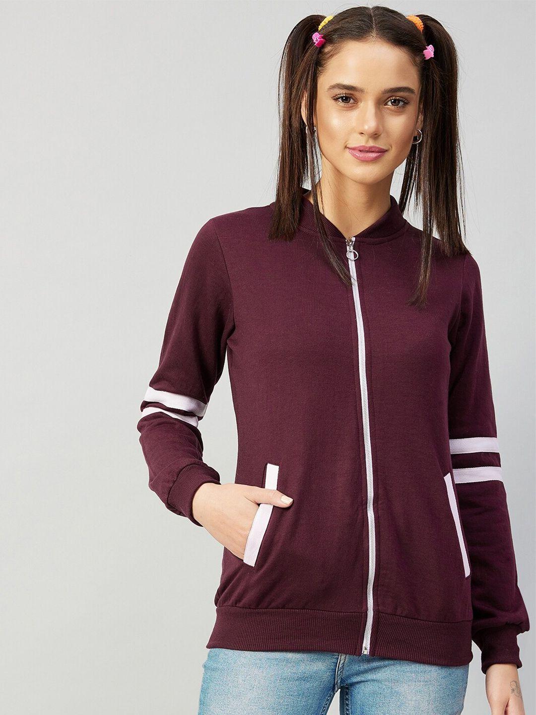 athena women burgundy solid sweatshirt