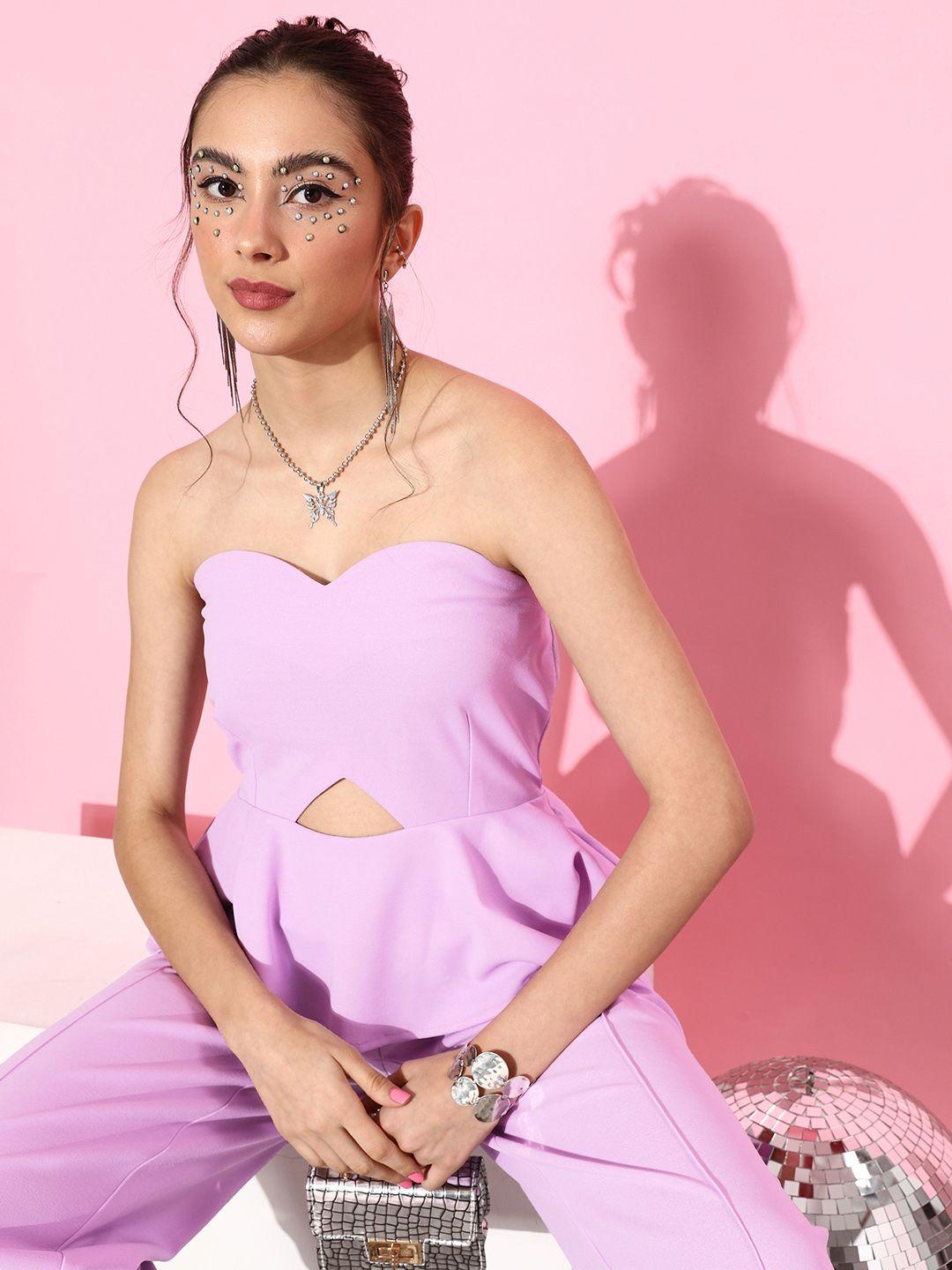 athena women elegant lavender solid cut out jumpsuit