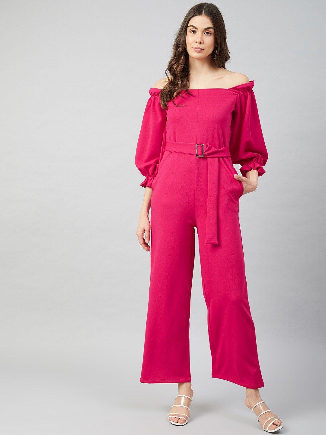 athena women fuchsia pink solid jumpsuit
