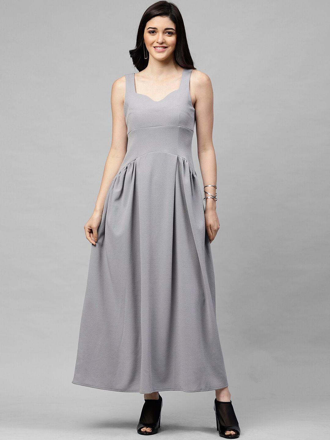 athena women grey solid maxi dress