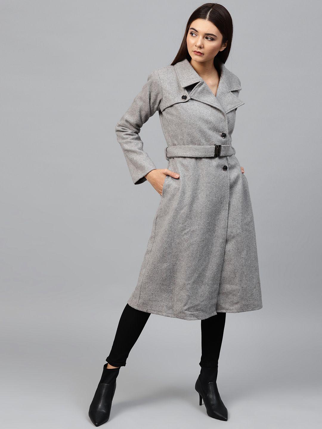 athena women grey solid overcoat