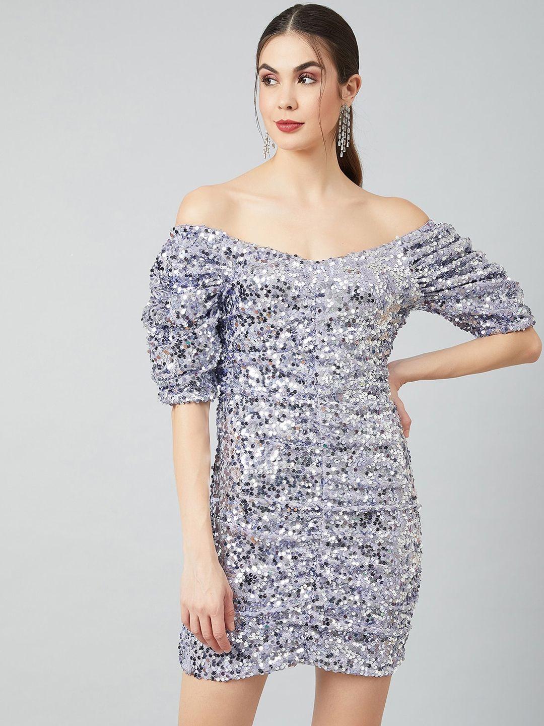 athena women lavender embellished bodycon dress