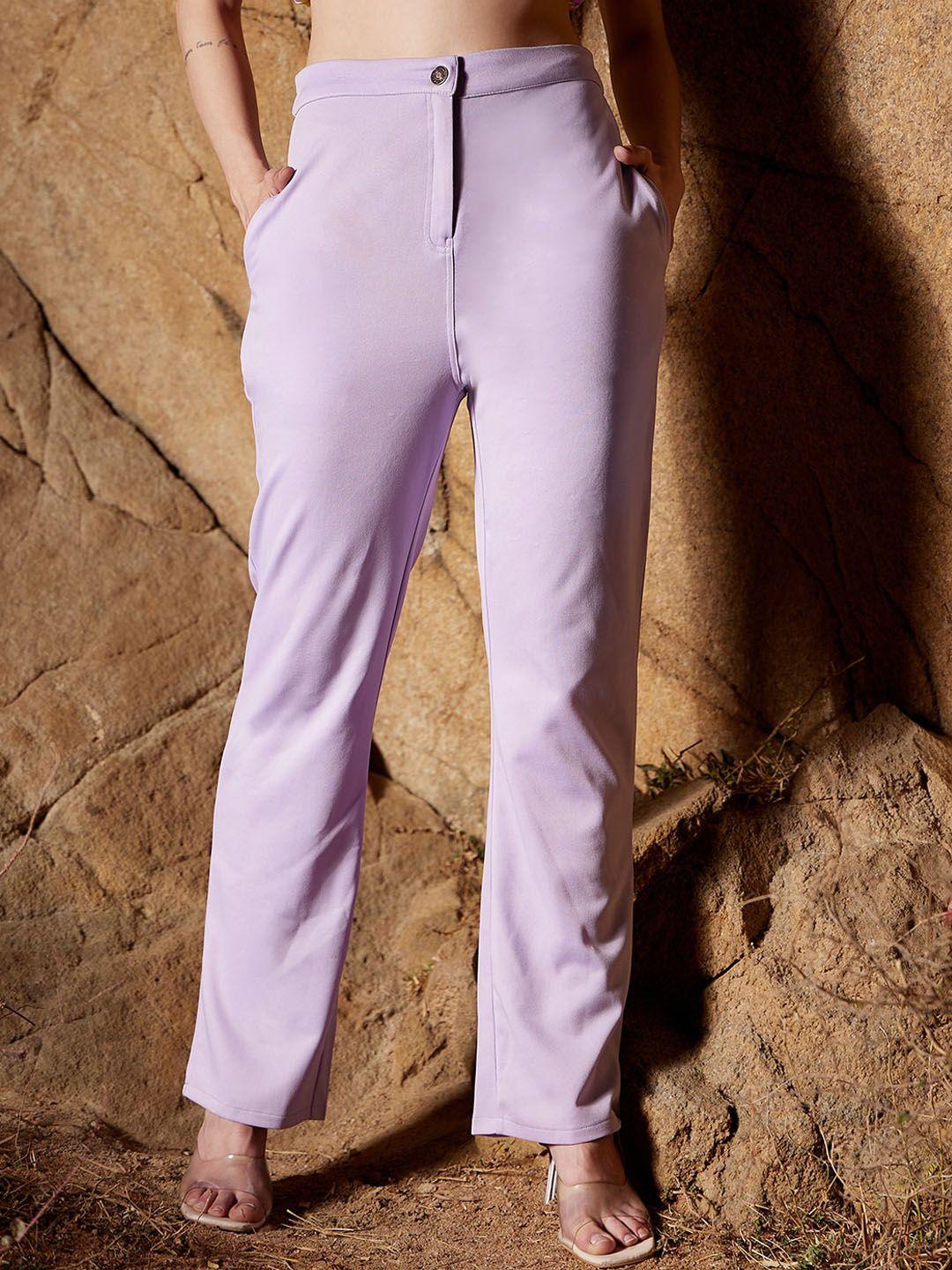 athena women lavender original straight fit easy wash trousers