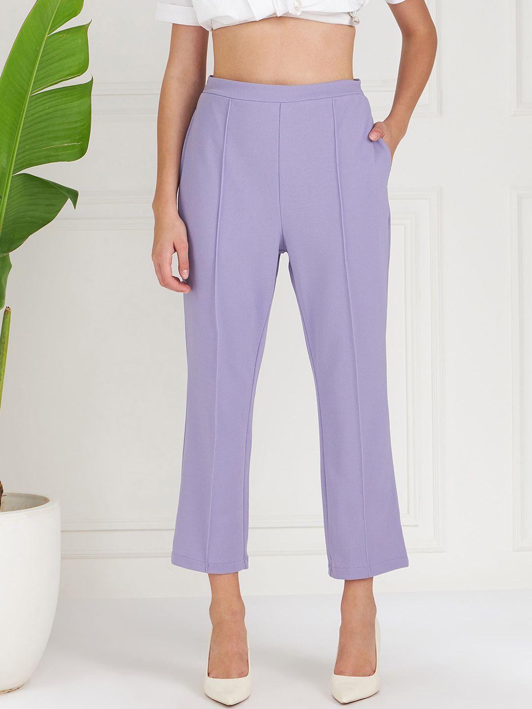 athena women lavender original straight fit high-rise cropped trousers