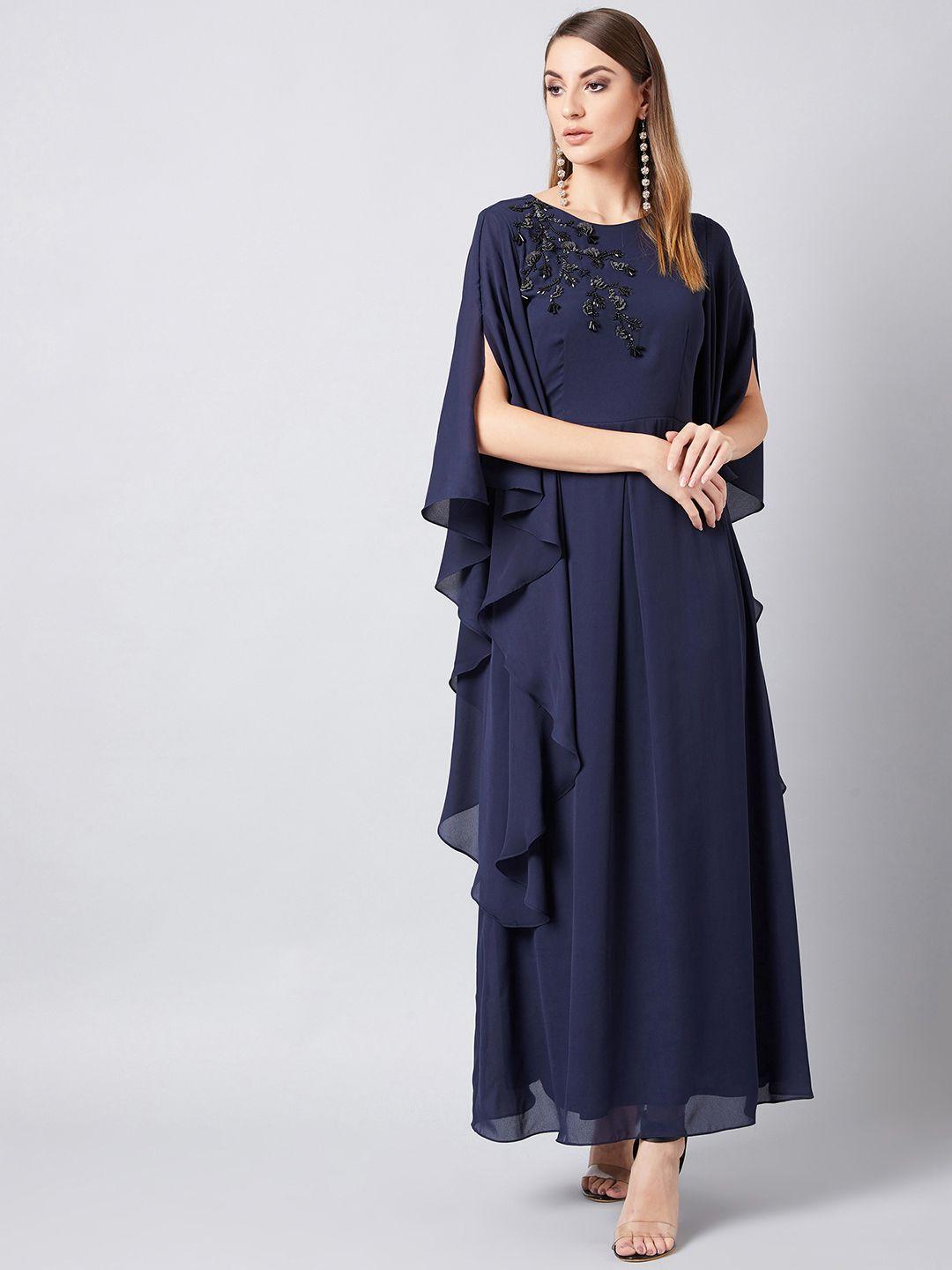 athena women navy blue embellished maxi dress