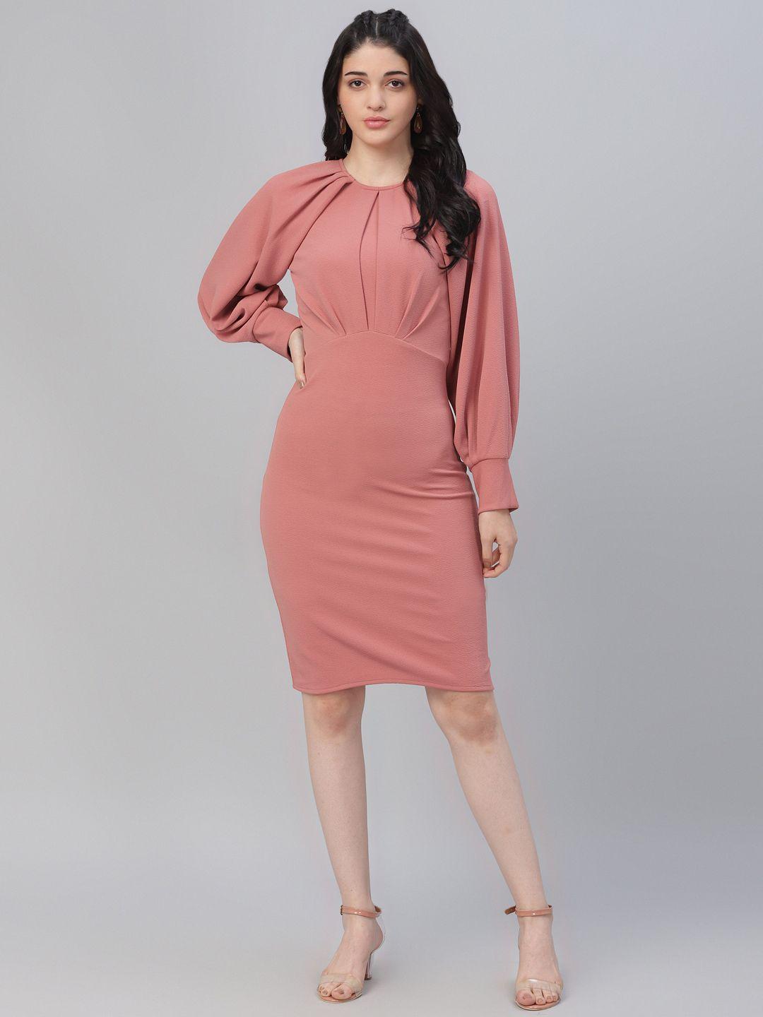 athena women nude-coloured solid sheath dress